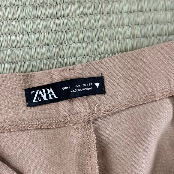 ✨ Zara High Waist Wide Leg Trousers - Beige (L) - Picture 2 of 3